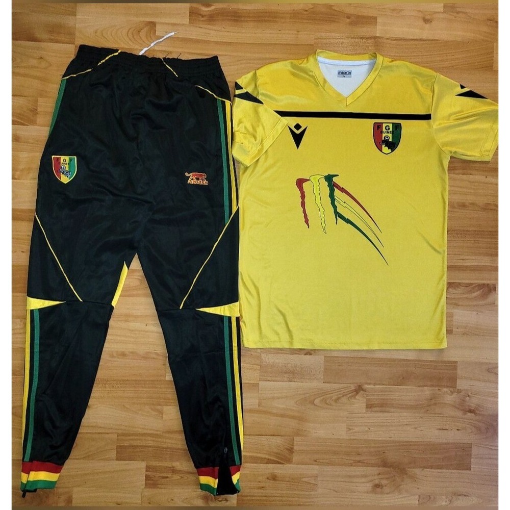 Guinea National Football Team Soccer Jersey & Track Pants Training Kit, LARGE
